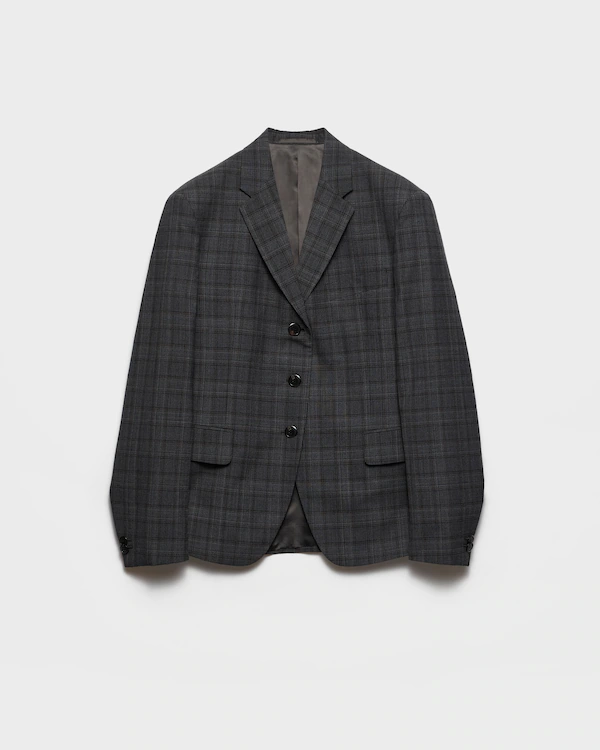 Veste en laine à carreaux Prince of Wales à boutonnage simple