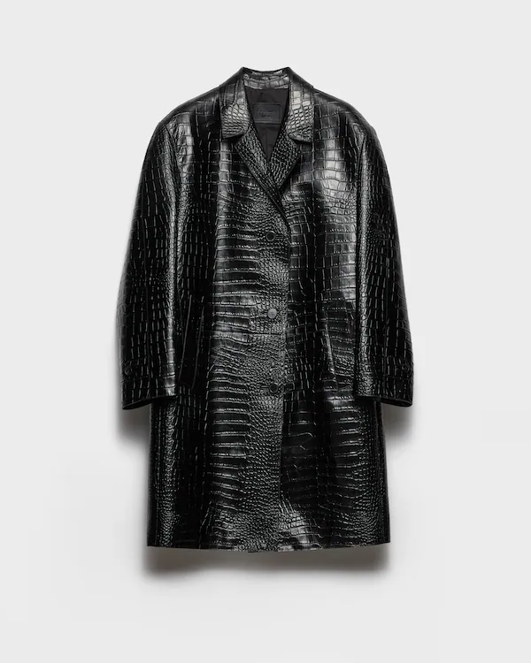 Manteau en cuir imprimé croco