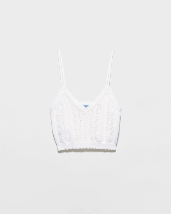 Haut crop en coton à motif ajouré