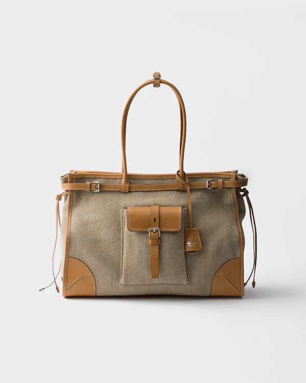 Sac à main Prada Bonnie en lin et cuir