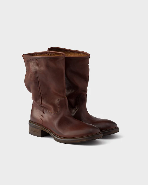 Bottes en cuir effet vintage