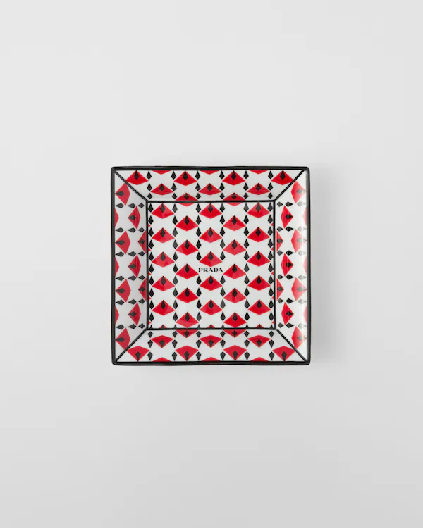 Grand plateau rectangulaire en porcelaine pour rangement - Rouge Vienne