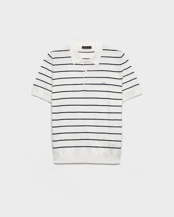 Chemise polo en coton à rayures manches courtes