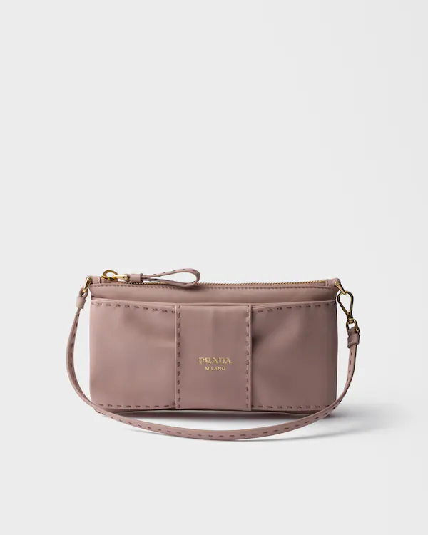 Porte-monnaie à fermeture éclair en cuir nappa