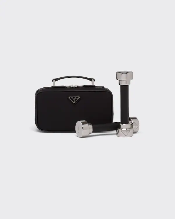 Housse de transport avec poids de main en Re-Nylon et cuir Saffiano