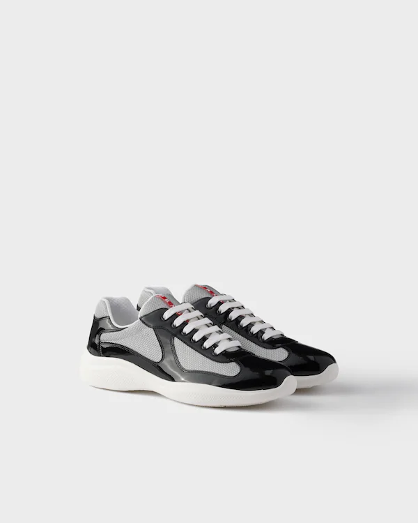 Chaussures de sport Prada America's Cup en cuir patent et tissu technique