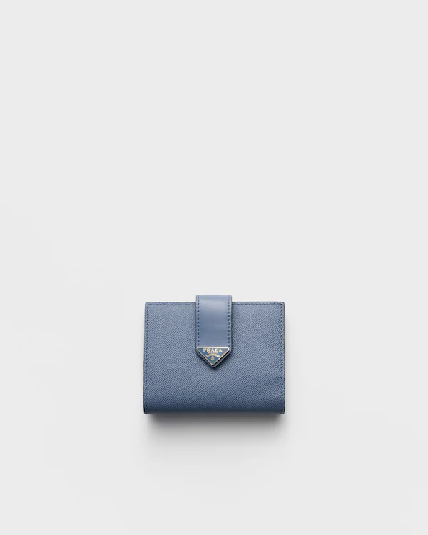 Portefeuille en cuir lisse et cuir Saffiano petit