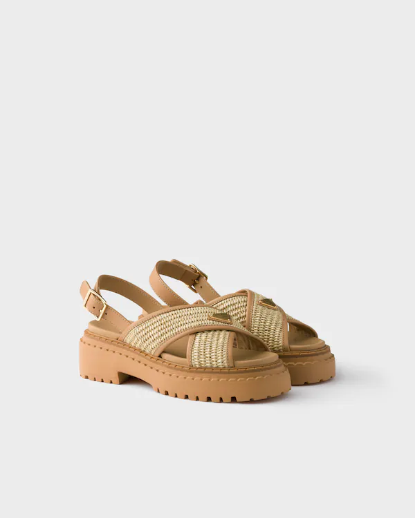 Sandales en crochet et cuir