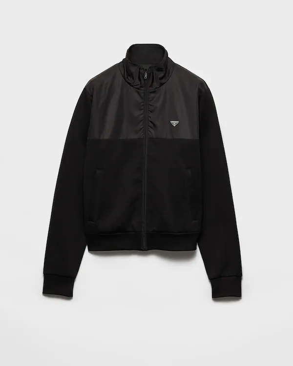 Veste en molleton coton avec fermeture éclair et détails Re-Nylon