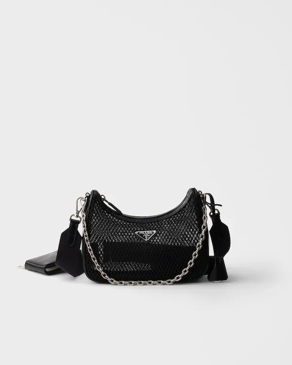 Sac Prada Re-Edition 2005 en maille et cuir brossé