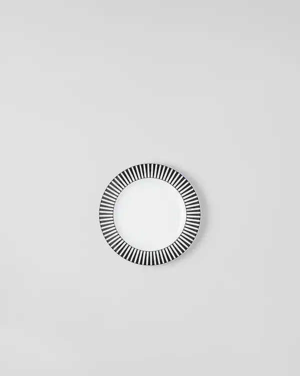 Jeux de deux assiettes à dessert en porcelaine - Rayures