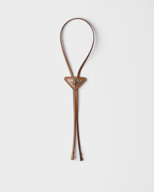 Cravate bolo en cuir Saffiano