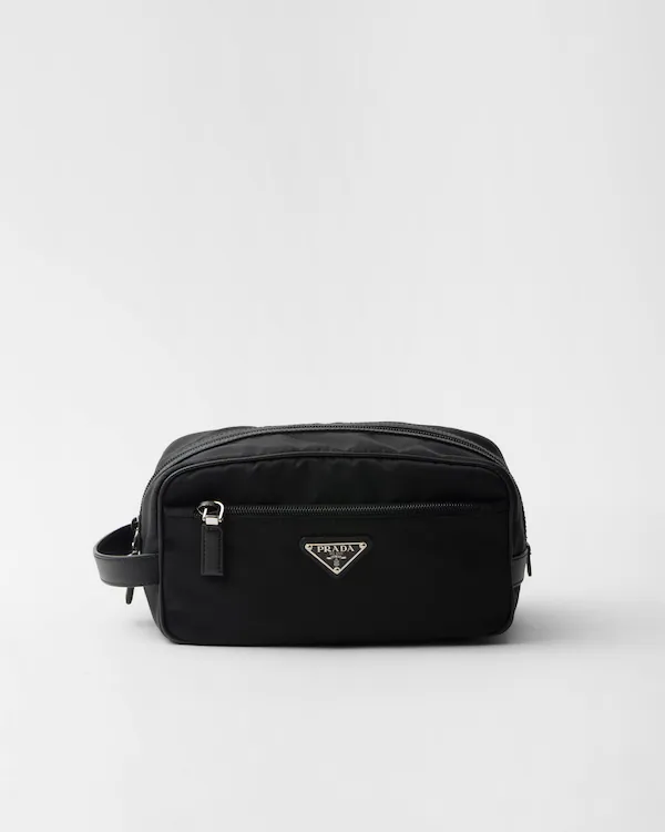 Porte-documents de voyage en Re-Nylon et cuir Saffiano
