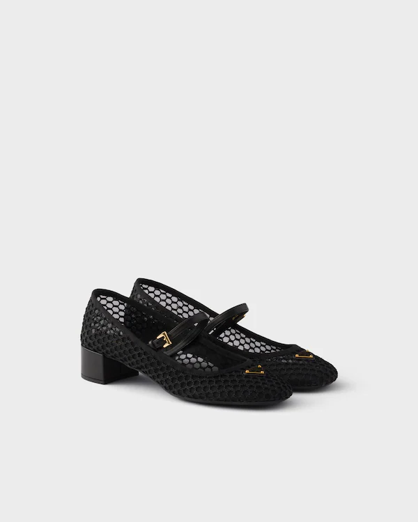 Ballerines à talon bas en tissu maille