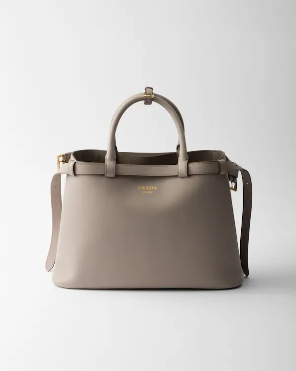 Sac à main en cuir moyen Prada à boucle avec double ceinture