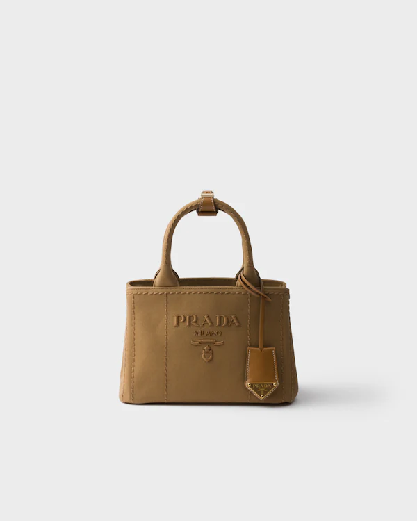 Sac à main en toile coton Prada Jardinière mini