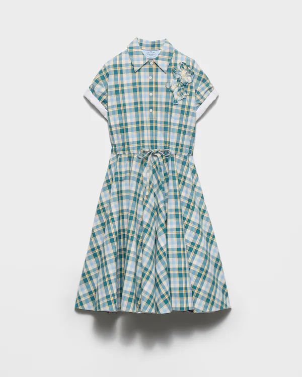 Robe en coton à carreaux brodés